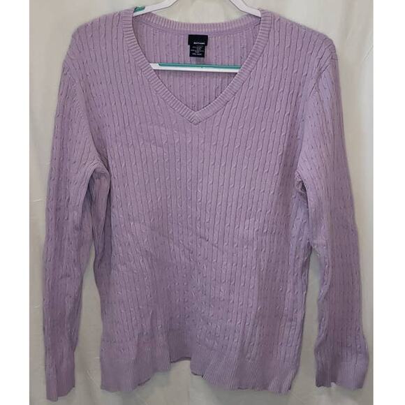 Basic Editions Lavender Knitted V-Neck Sweater Size XXL - Picture 1 of 4